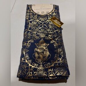 🌙 CAR78 - 2 sets Diwali pattern Navy Blue and Gold Kitchen Towels
